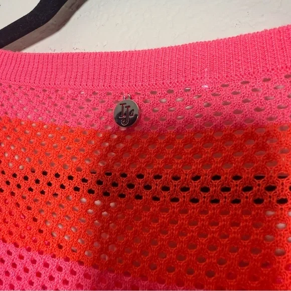 Lorna Jane Knit Acrylic Neon Pink and Orange Striped Sweater - Picture 6 of 10